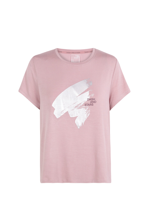 Dash and Stars Camiseta Modal extrassuave Rosa rosa