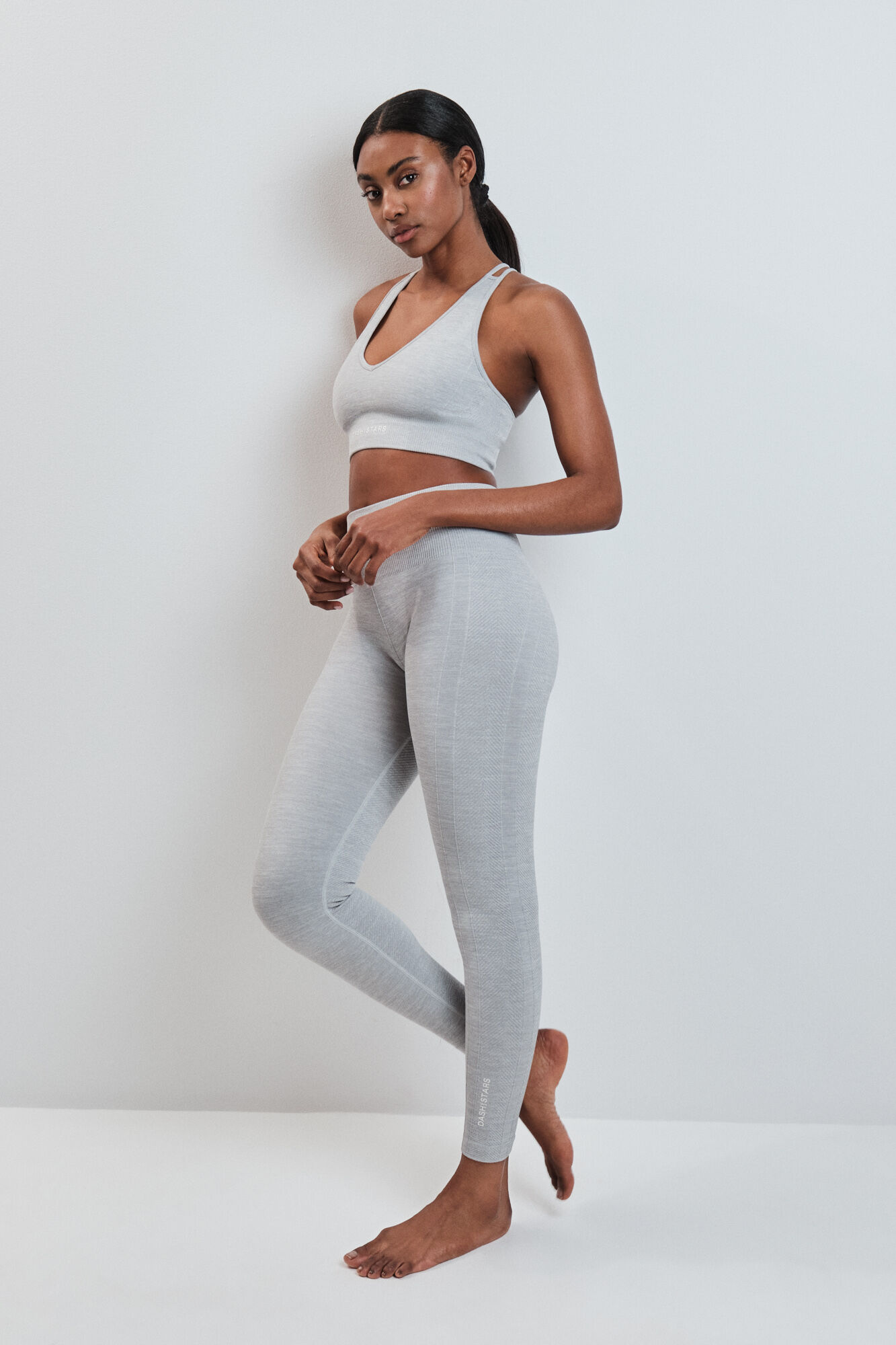 Dash and Stars Legging comprida SEAMLESS COMFORT cinza cinzento