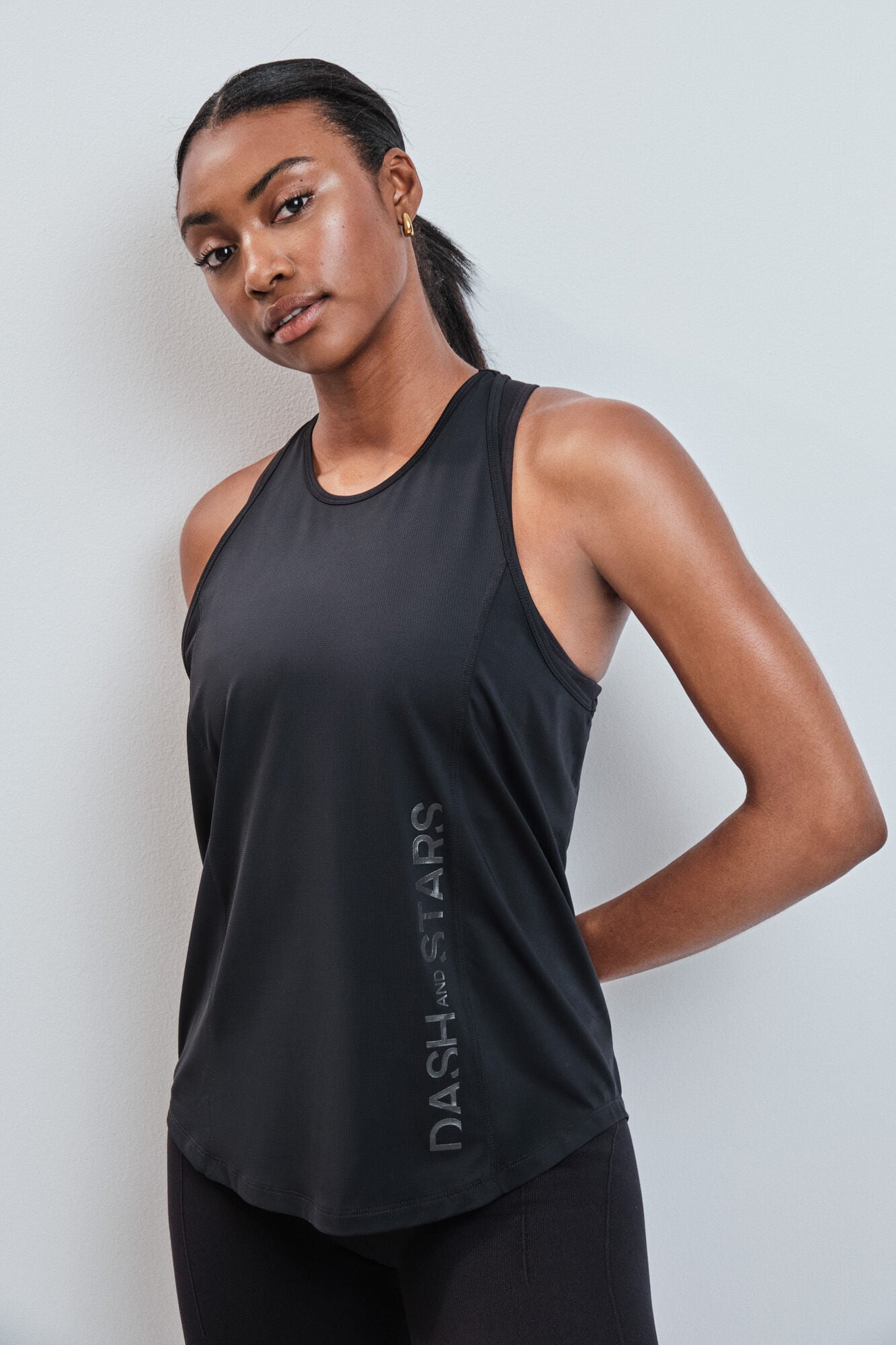 Dash and Stars T-shirt t&eacute;cnica halter preto