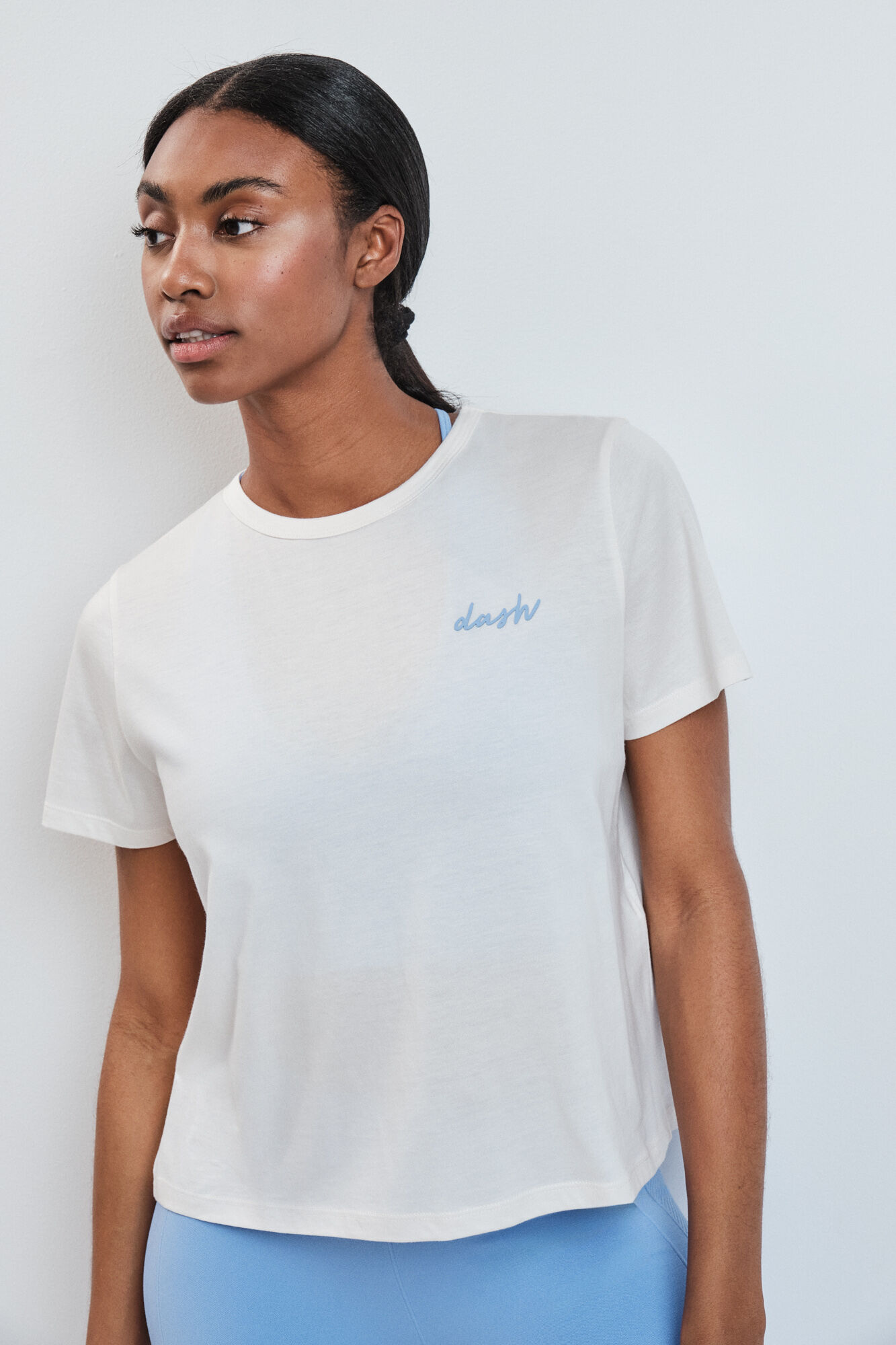 Dash and Stars T-shirt de manga curta extrassuave branca beige