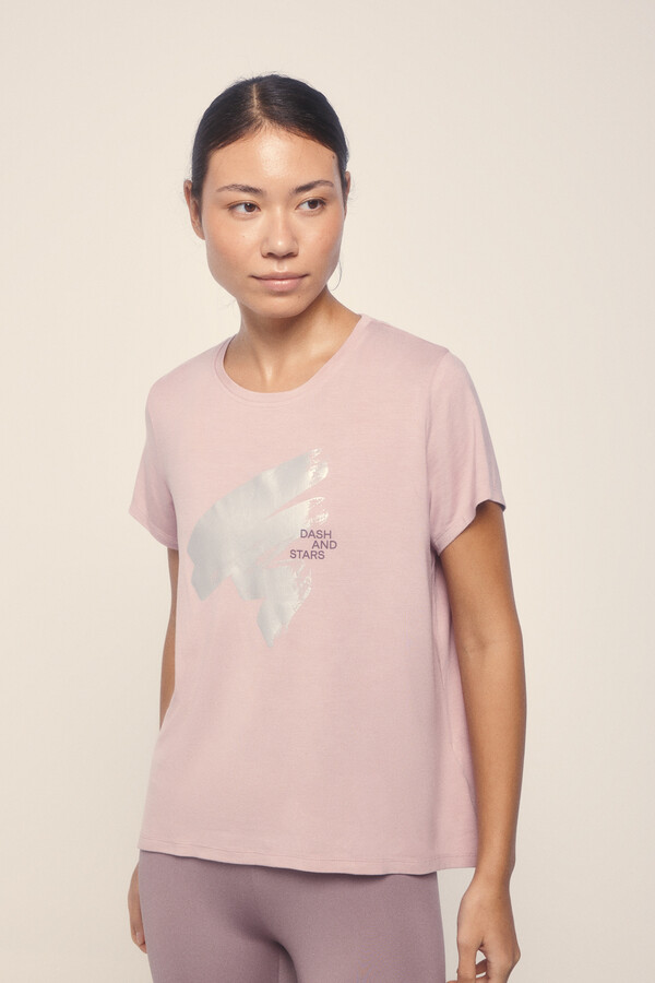 Dash and Stars Camiseta Modal extrassuave Rosa rosa