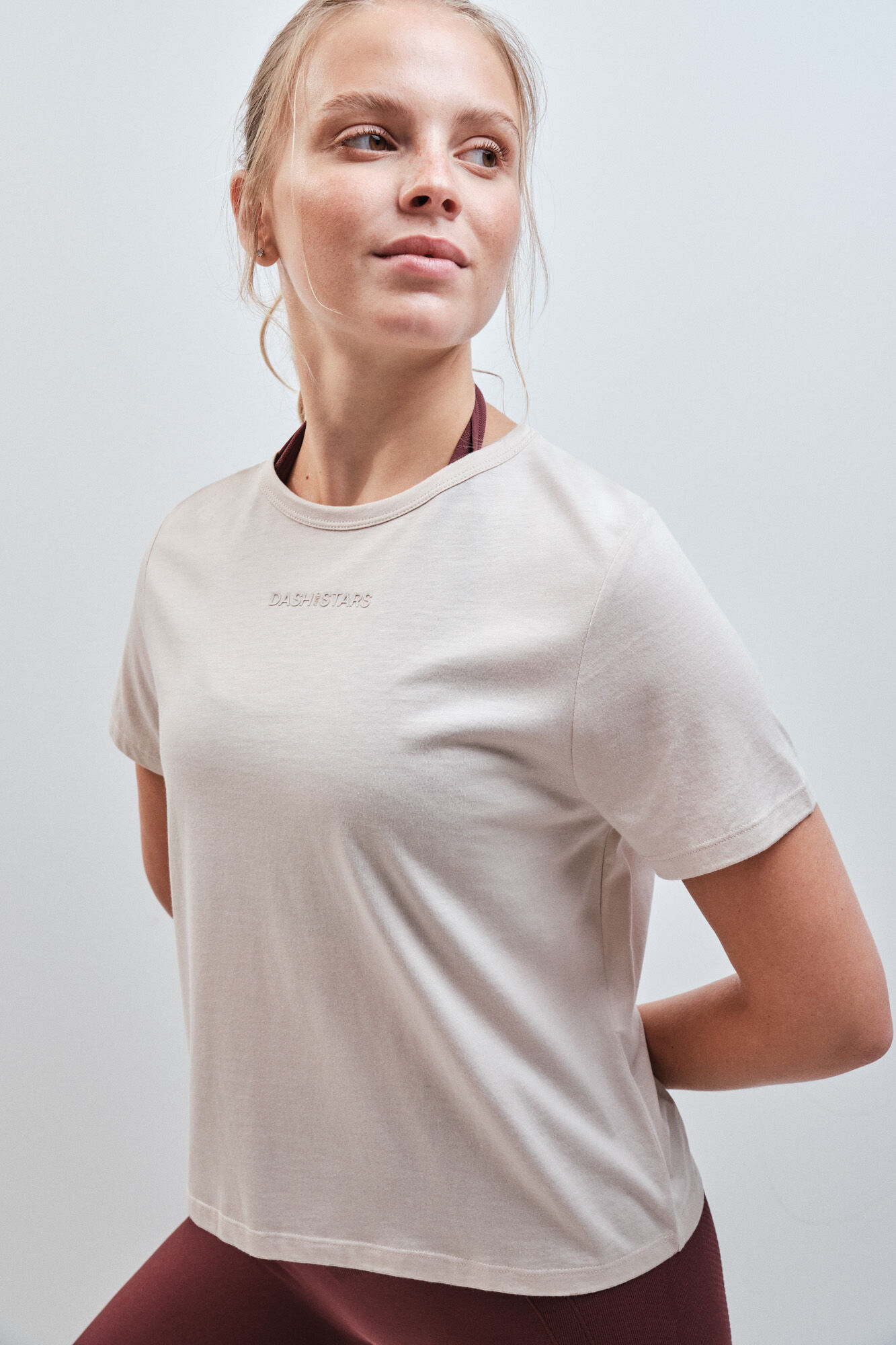 Dash and Stars T-shirt de manga curta em algod&atilde;o e modal branco