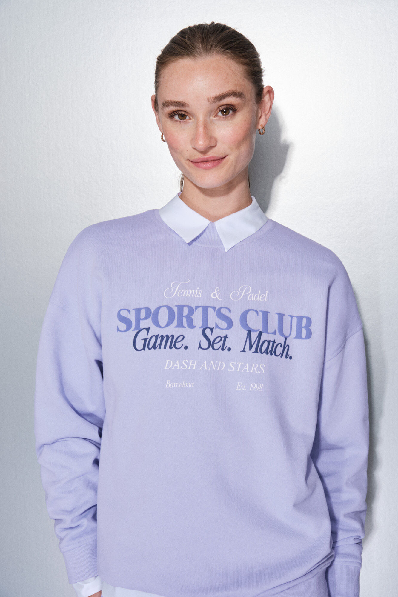 Dash and Stars Sweatshirt plush lil&aacute;s 100% algod&atilde;o rosa