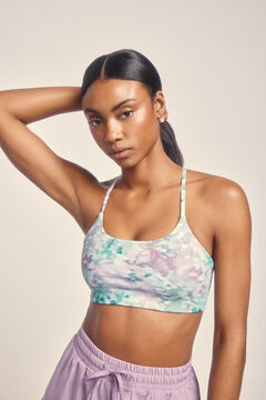 Dash and Stars Top esportivo com estampa floral verde