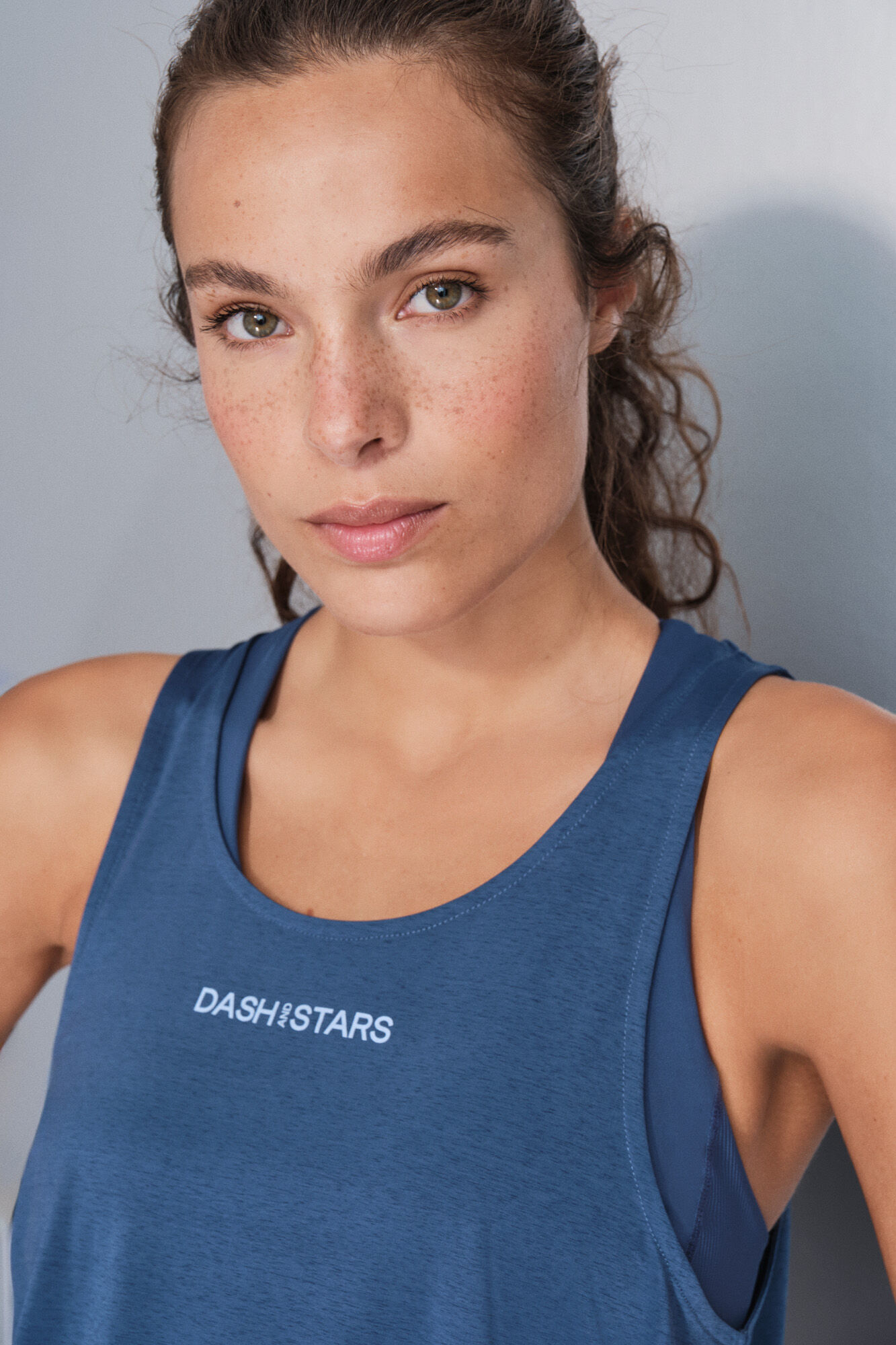 Dash and Stars T-shirt halter assim&eacute;trico azul azul