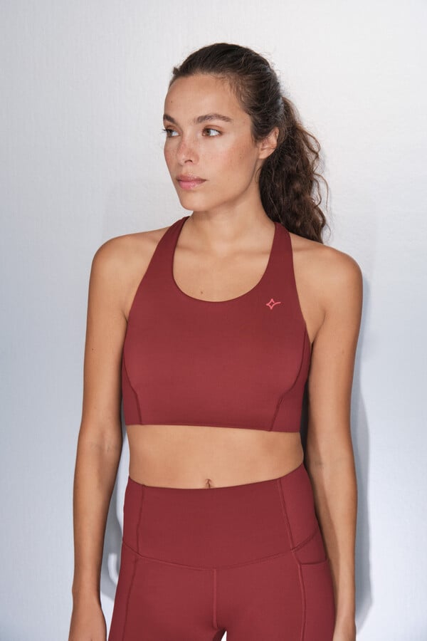 Dash and Stars Soutien desportivo 4D Stretch marrom vermelho