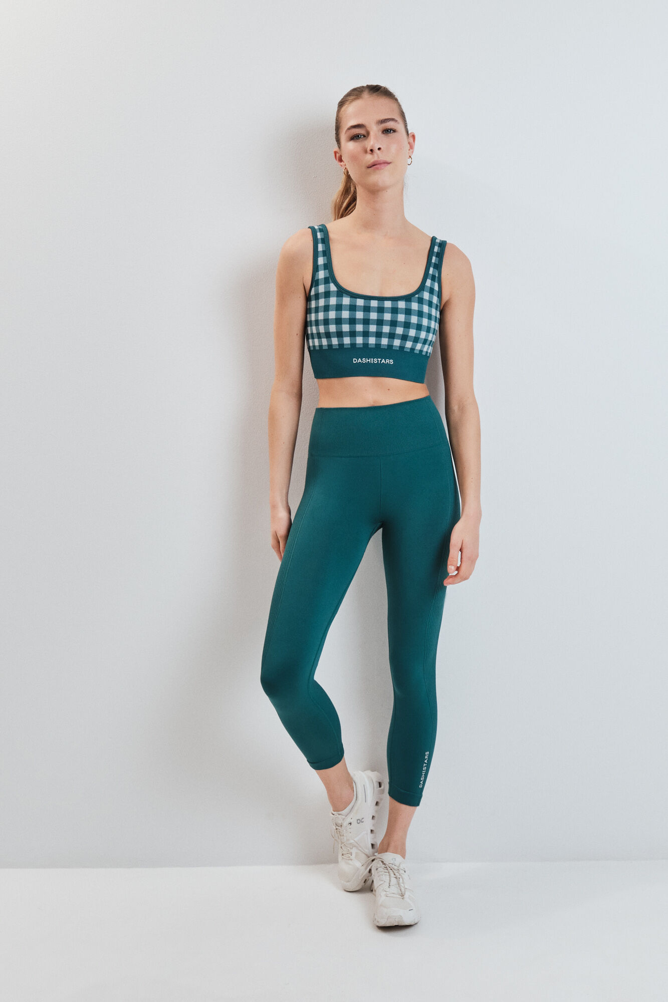 Dash and Stars Leggings sem costura COMFORT crop azul