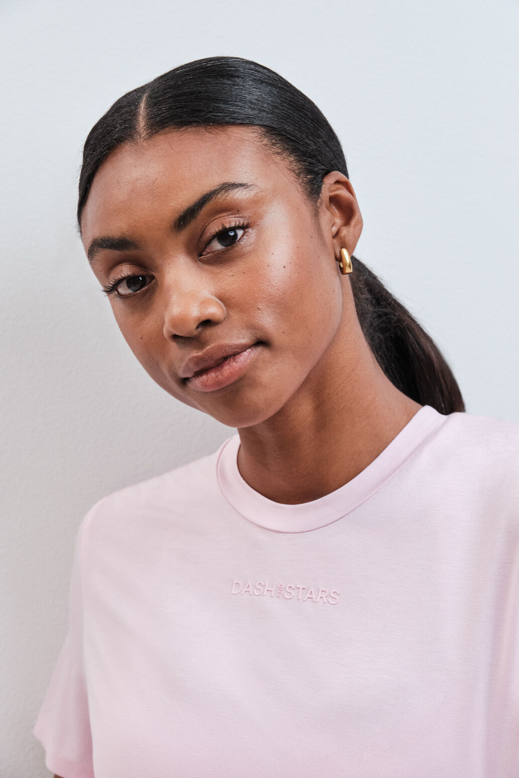 Dash and Stars T-shirt fluida de manga curta rosa