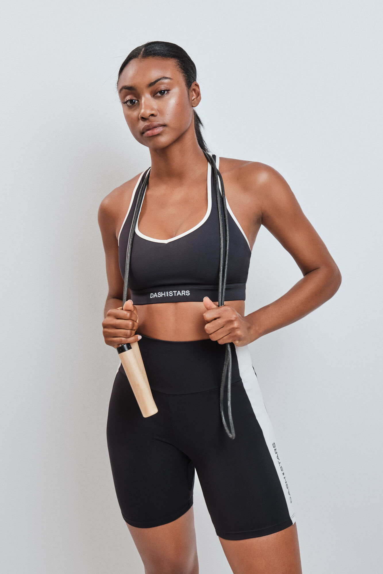 Dash and Stars Leggings ciclista 4D STRETCH contraste preto preto