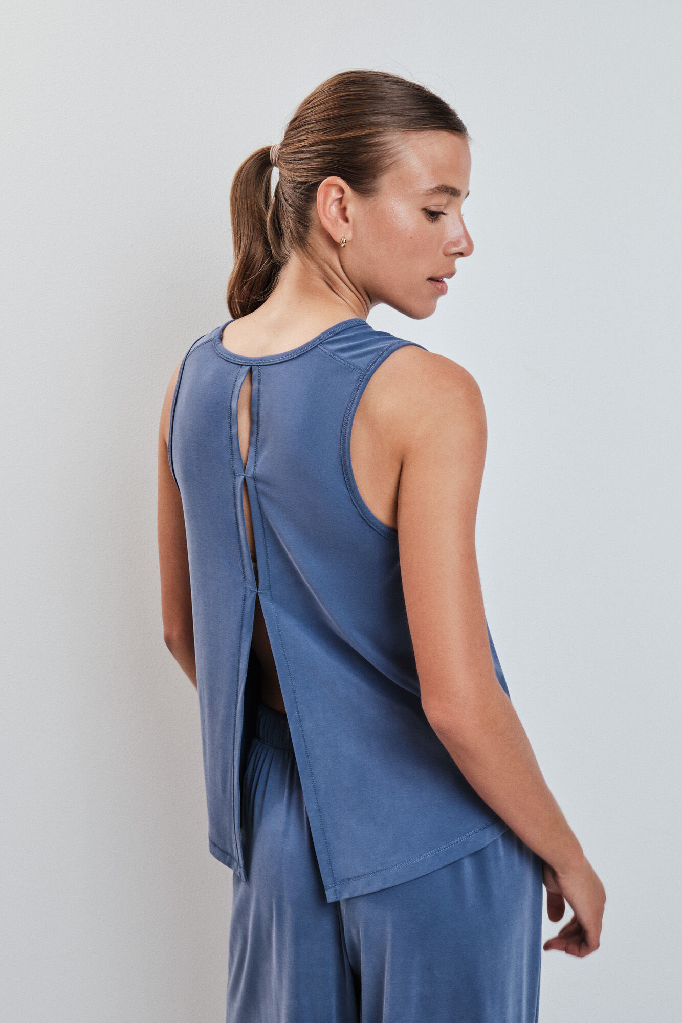 Dash and Stars T-shirt sem mangas soft touch azul azul