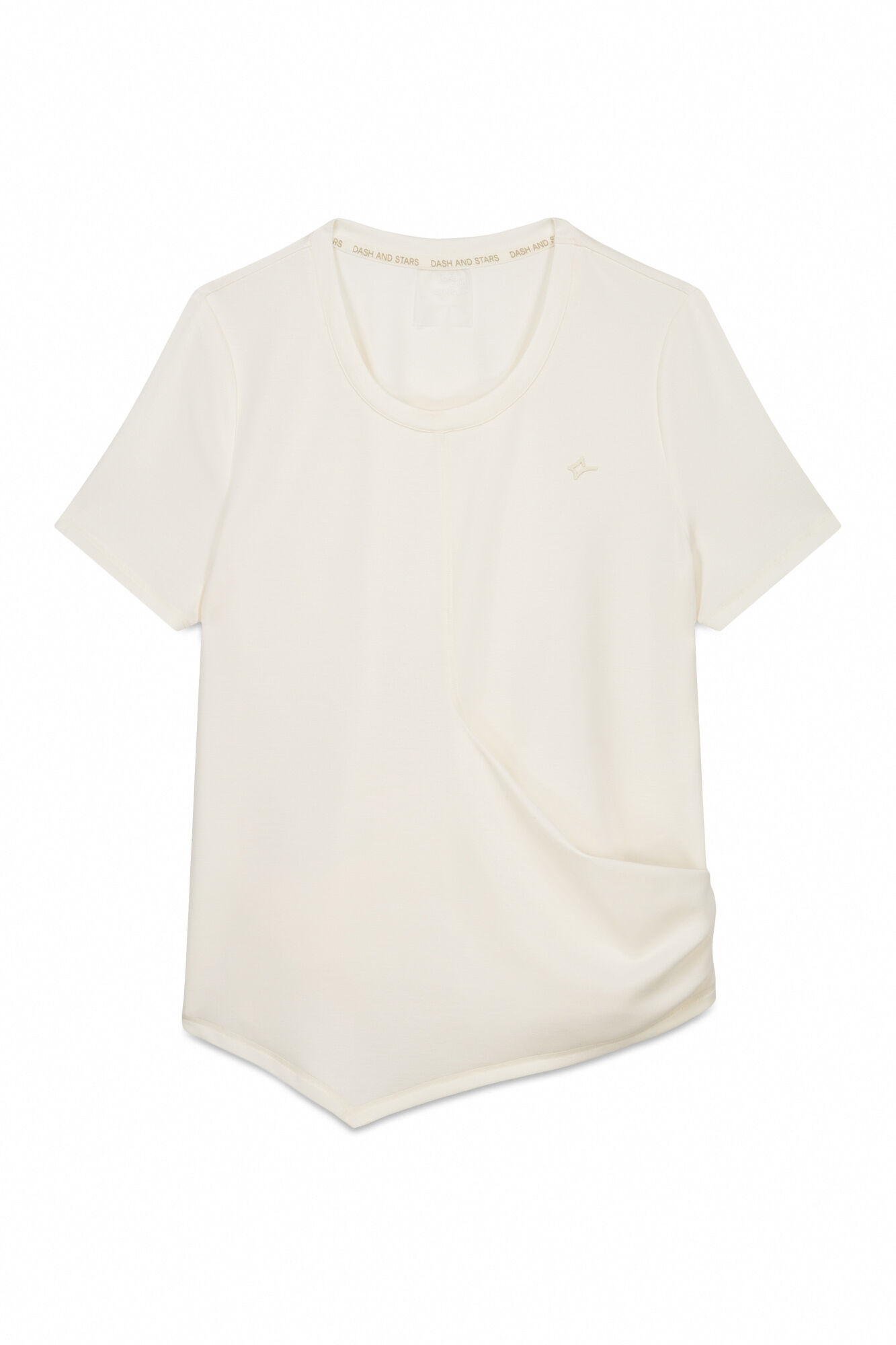 Dash and Stars T-shirt branca drapeada de manga curta  beige