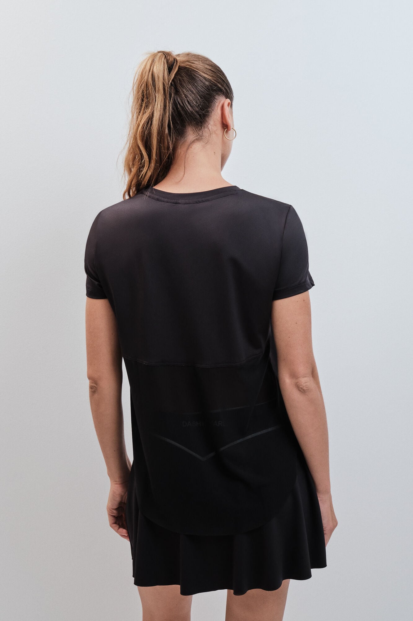 Dash and Stars T-shirt t&eacute;cnica manga curta preto preto