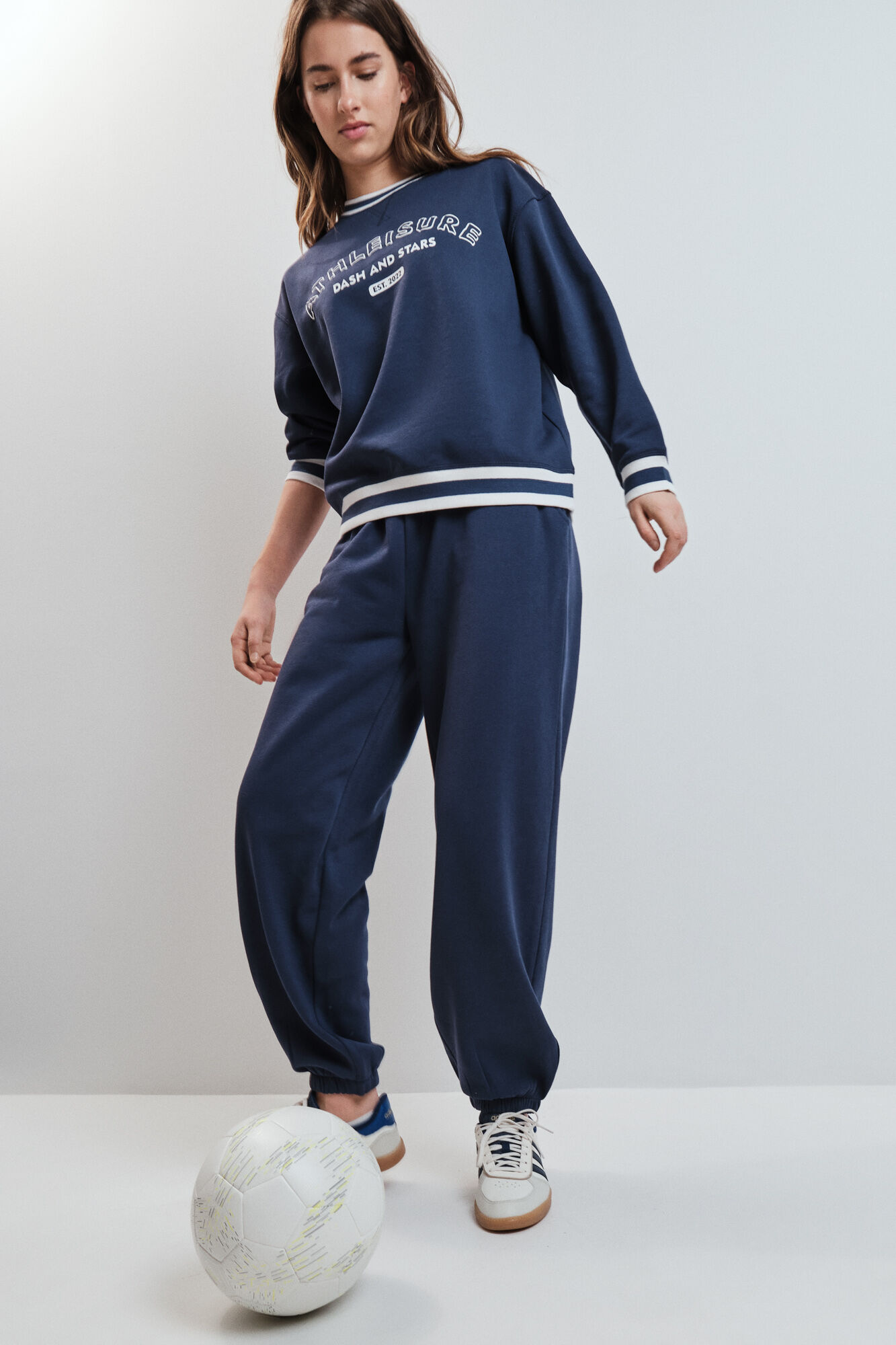 Dash and Stars Pantal&oacute;n recto felpa azul azul