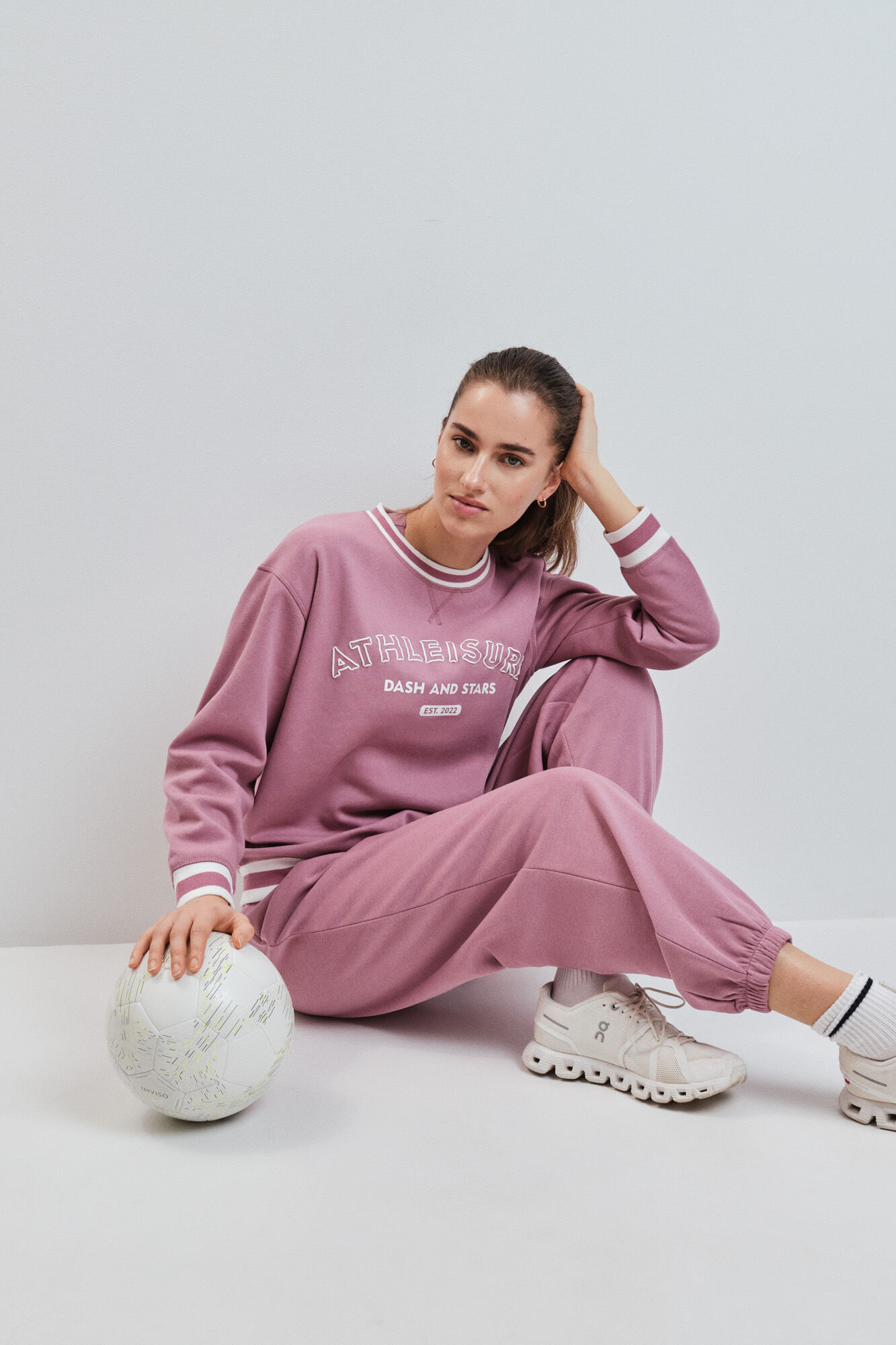 Dash and Stars Sweatshirt college em felpa rosa rosa