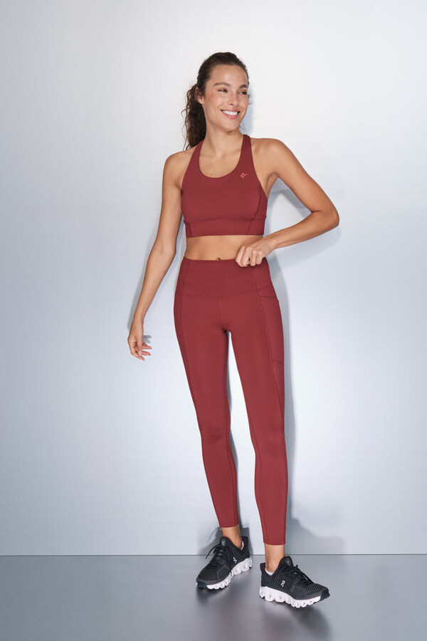 Dash and Stars Legging 4D STRETCH marrom escuro vermelho