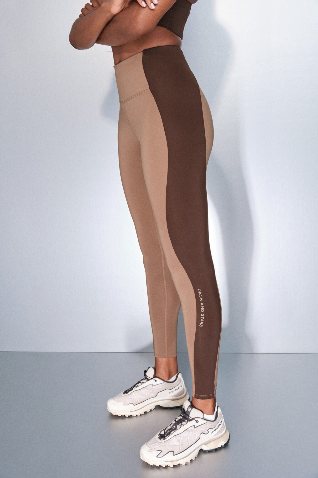 Dash and Stars Leggings 4D STRETCH color block nude