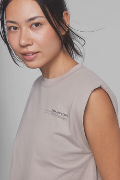 Dash and Stars T-shirt mangas com ombreiras beige