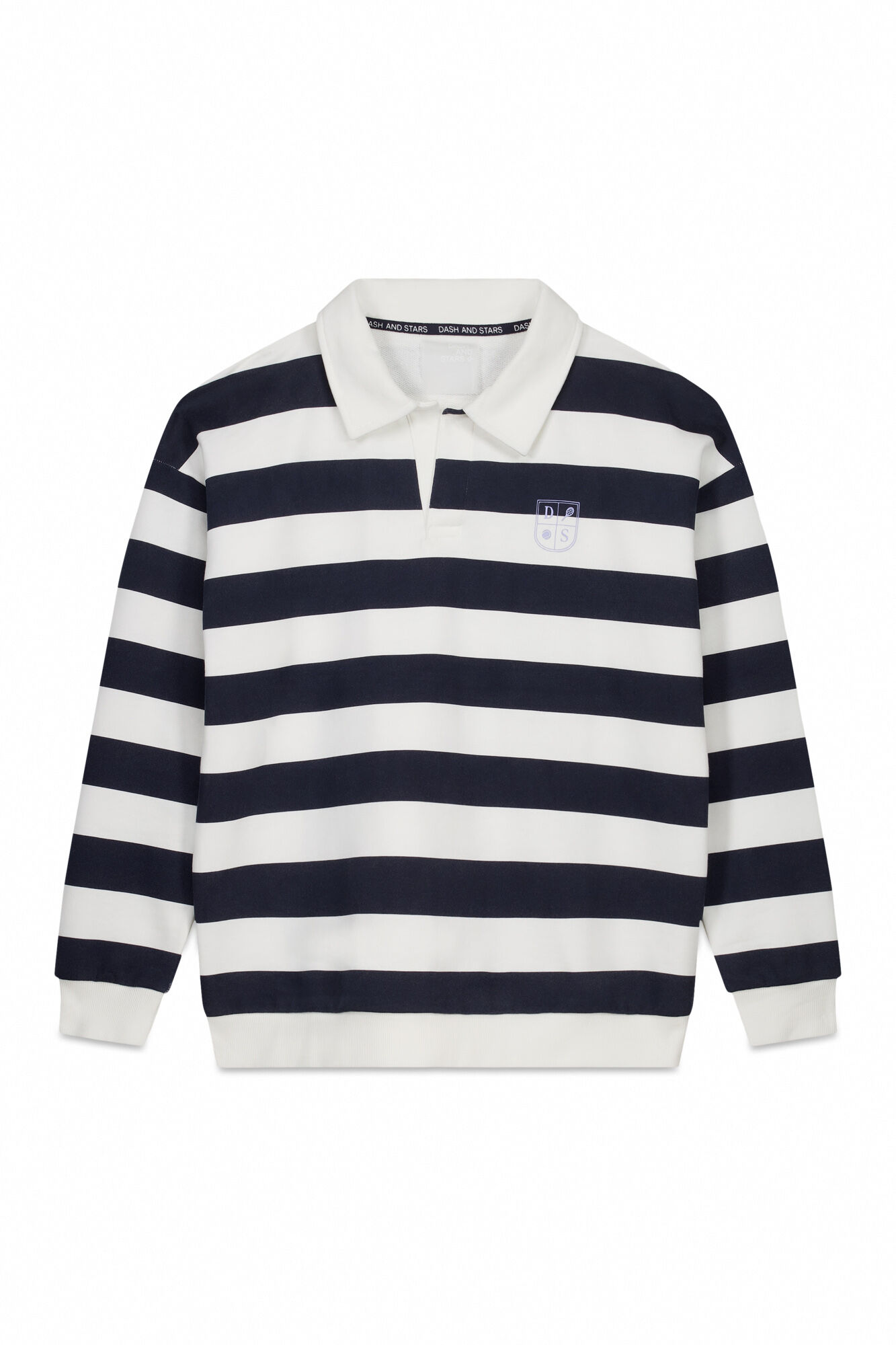 Dash and Stars Sweatshirt 100% algod&atilde;o com estampado riscas azul