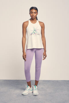 Dash and Stars T-shirt branca de algodão sem mangas beige