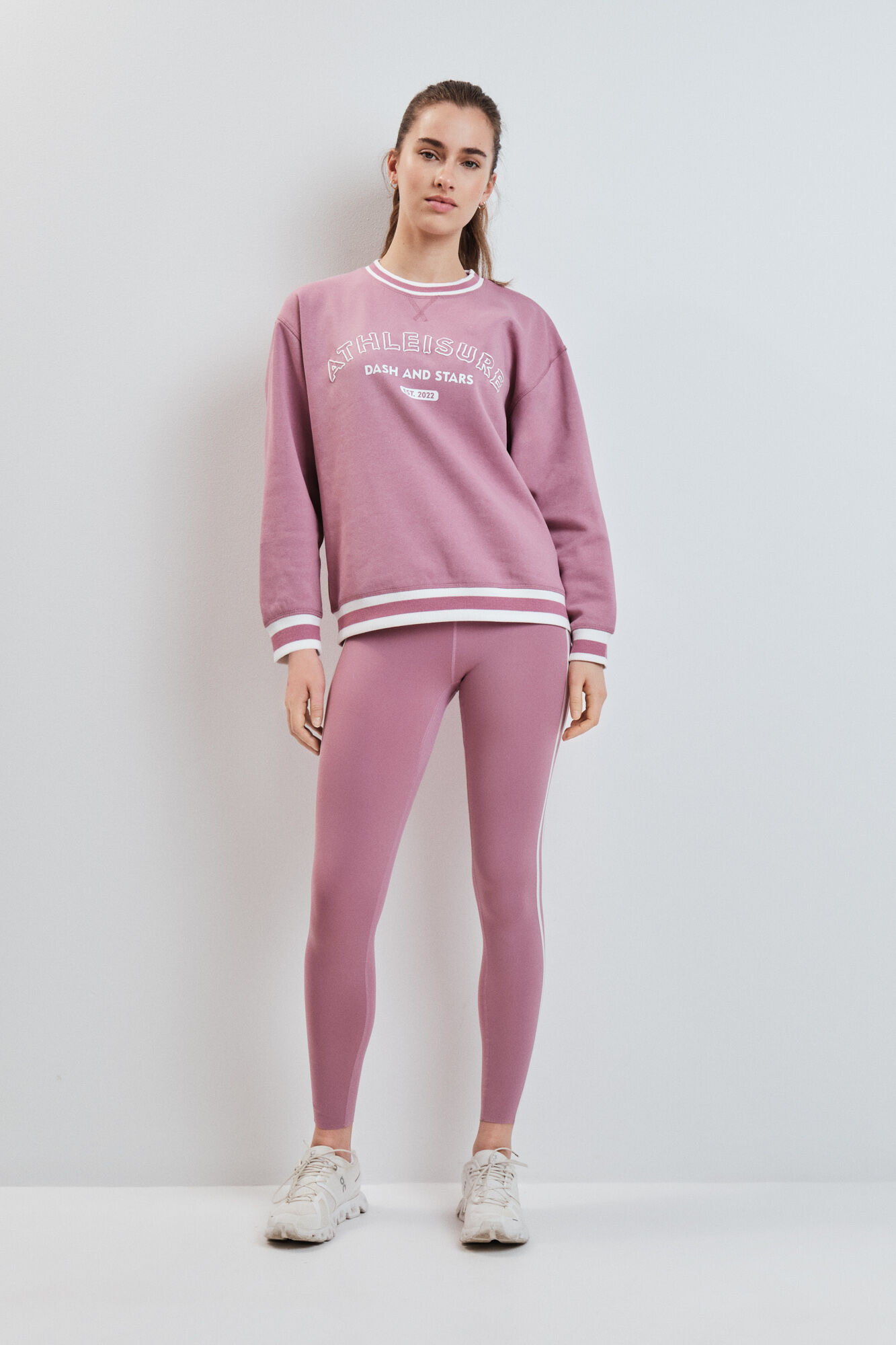 Dash and Stars Legging COMPRESSIVE comprida rosa rosa