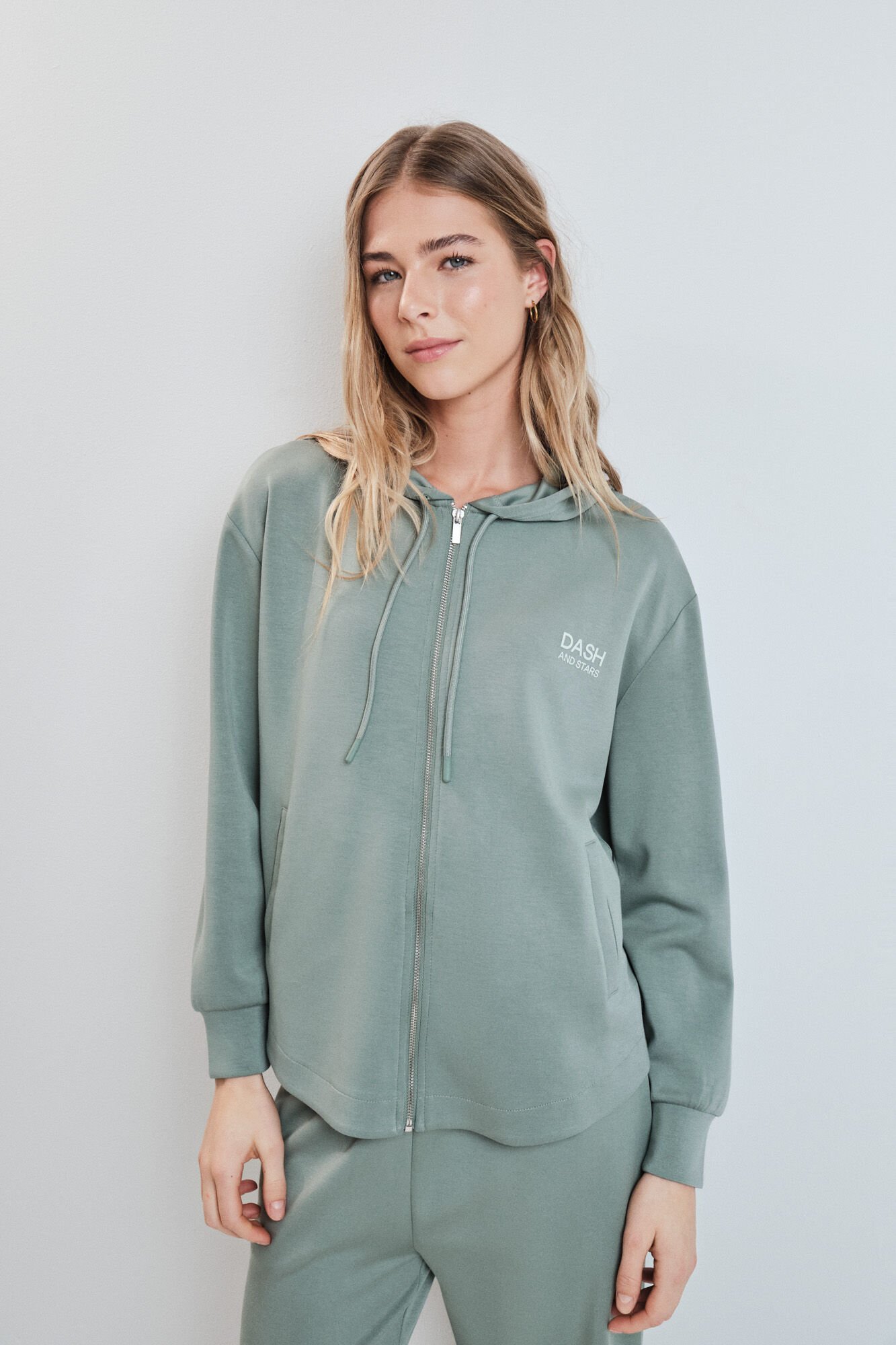 Dash and Stars Casaco com capuz em viscose suave verde verde