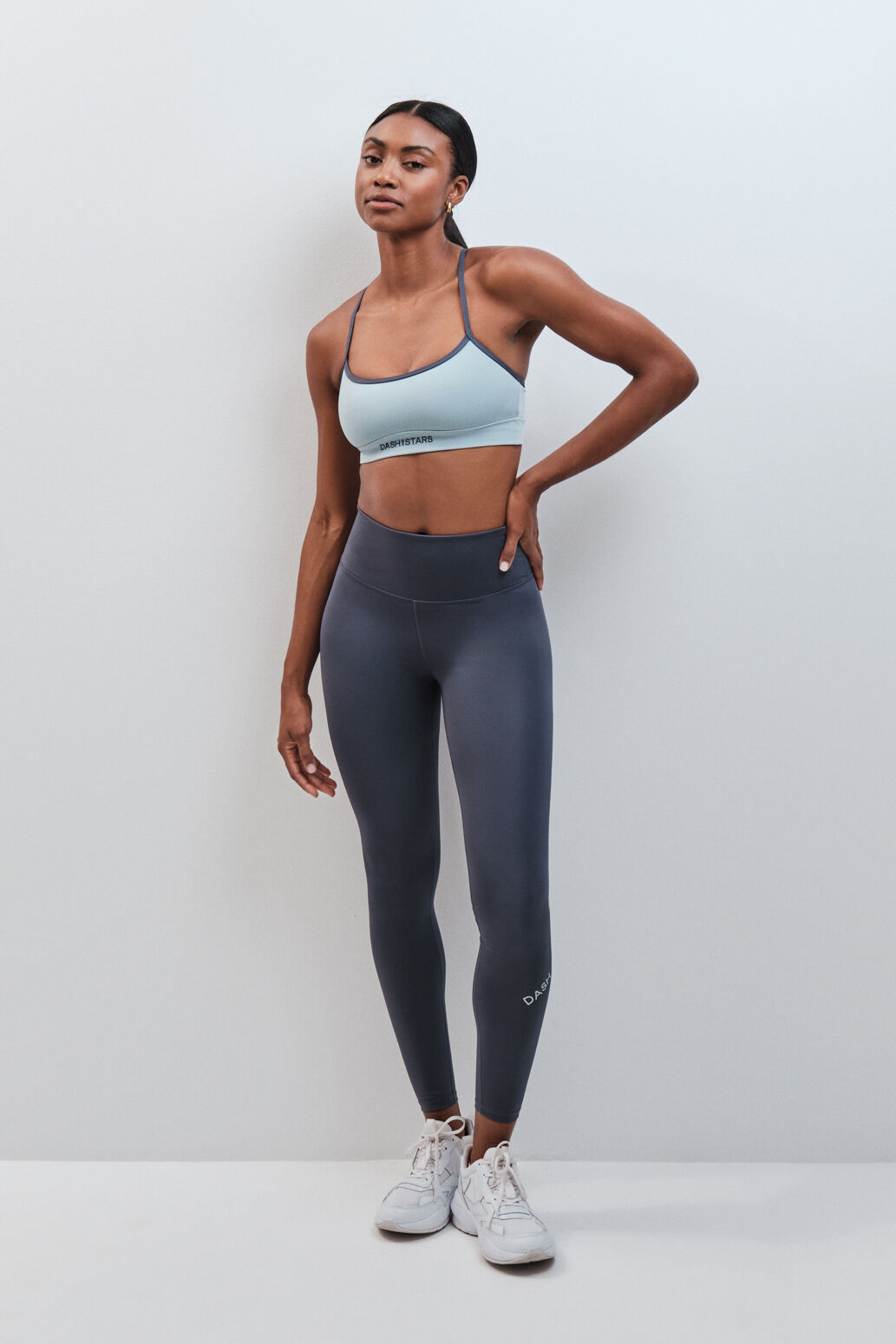 Dash and Stars Leggings compridos 4D STRETCH cinza cinzento