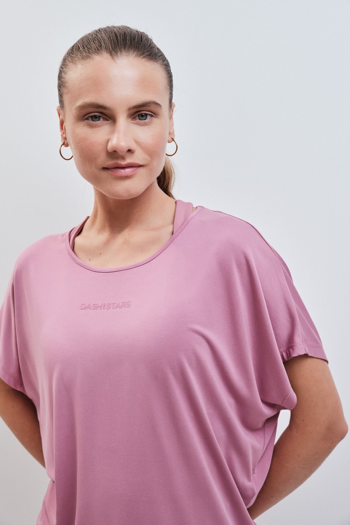 Dash and Stars T-shirt de manga curta em modal rosa rosa