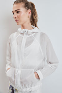 Dash and Stars Casaco corta-vento com capuz branco