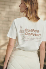 Dash and Stars Camiseta manga corta algodón blanco beige