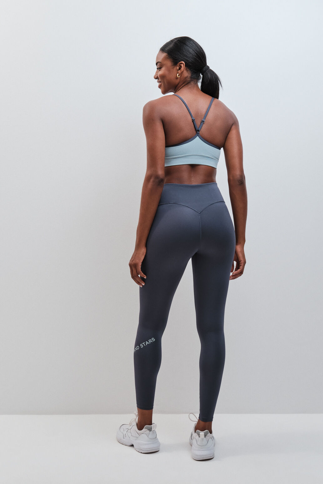 Dash and Stars Leggings compridos 4D STRETCH cinza cinzento