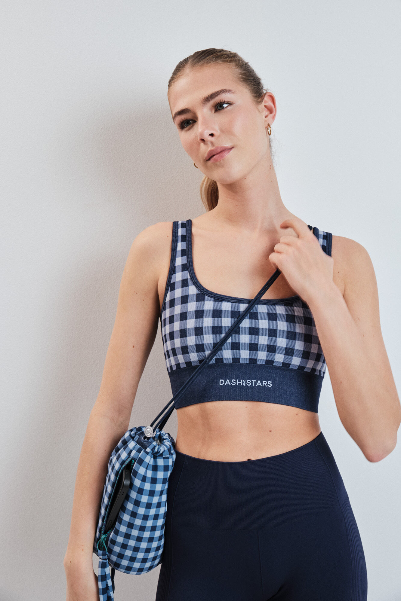 Dash and Stars Mini mala a tiracolo estampado vichy azul azul