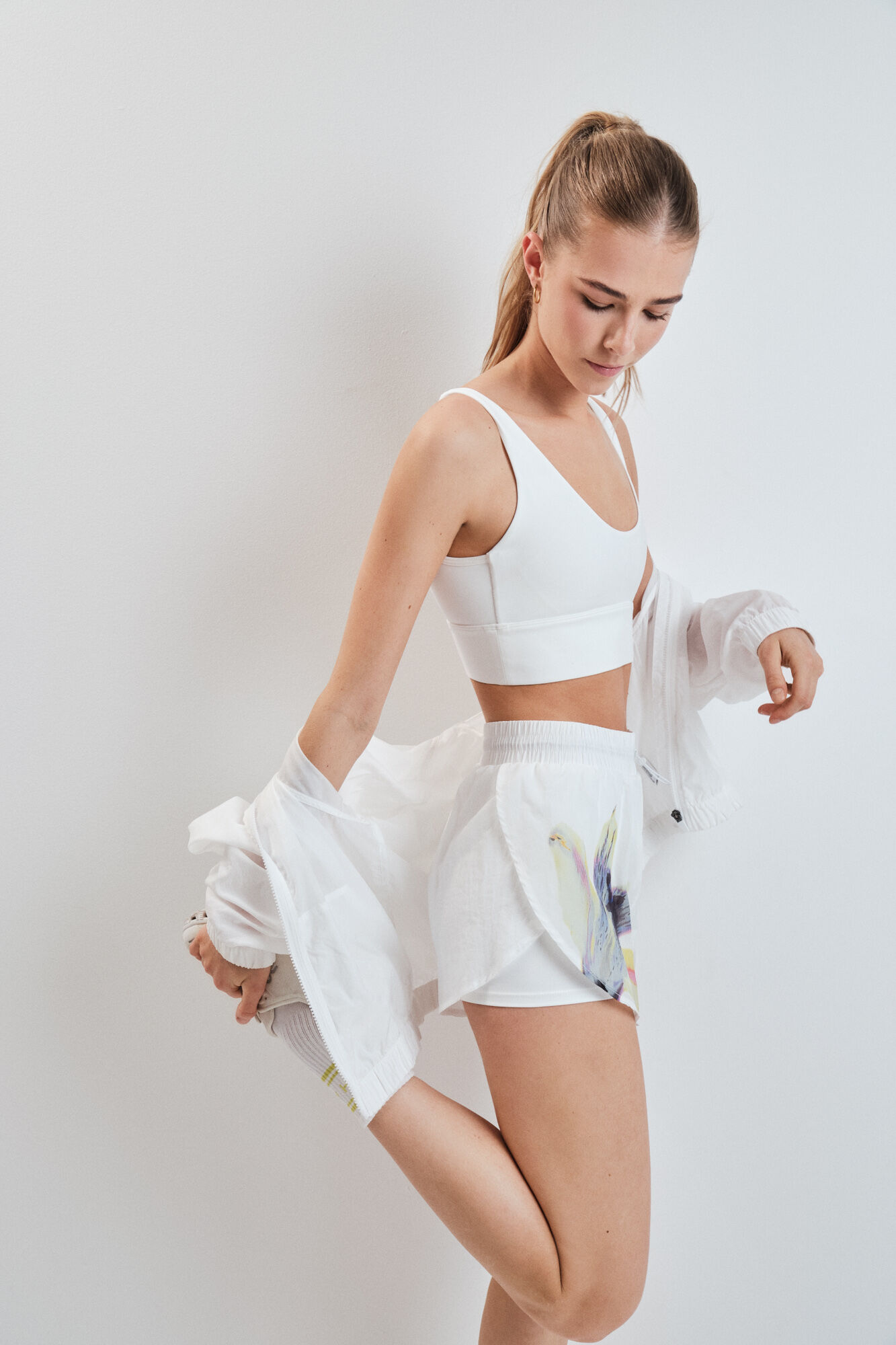 Dash and Stars Soutien desportivo crop 4D Stretch branco branco