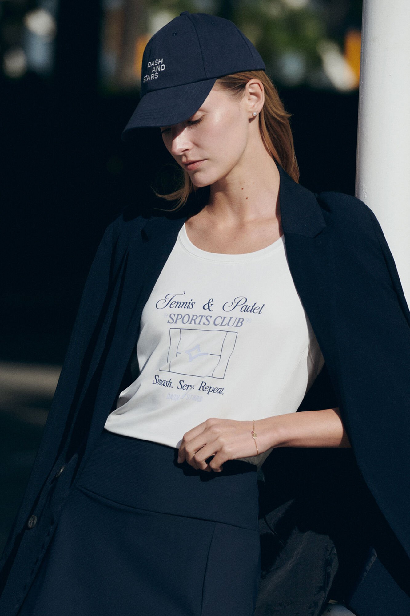 Dash and Stars T-shirt branca de manga curta