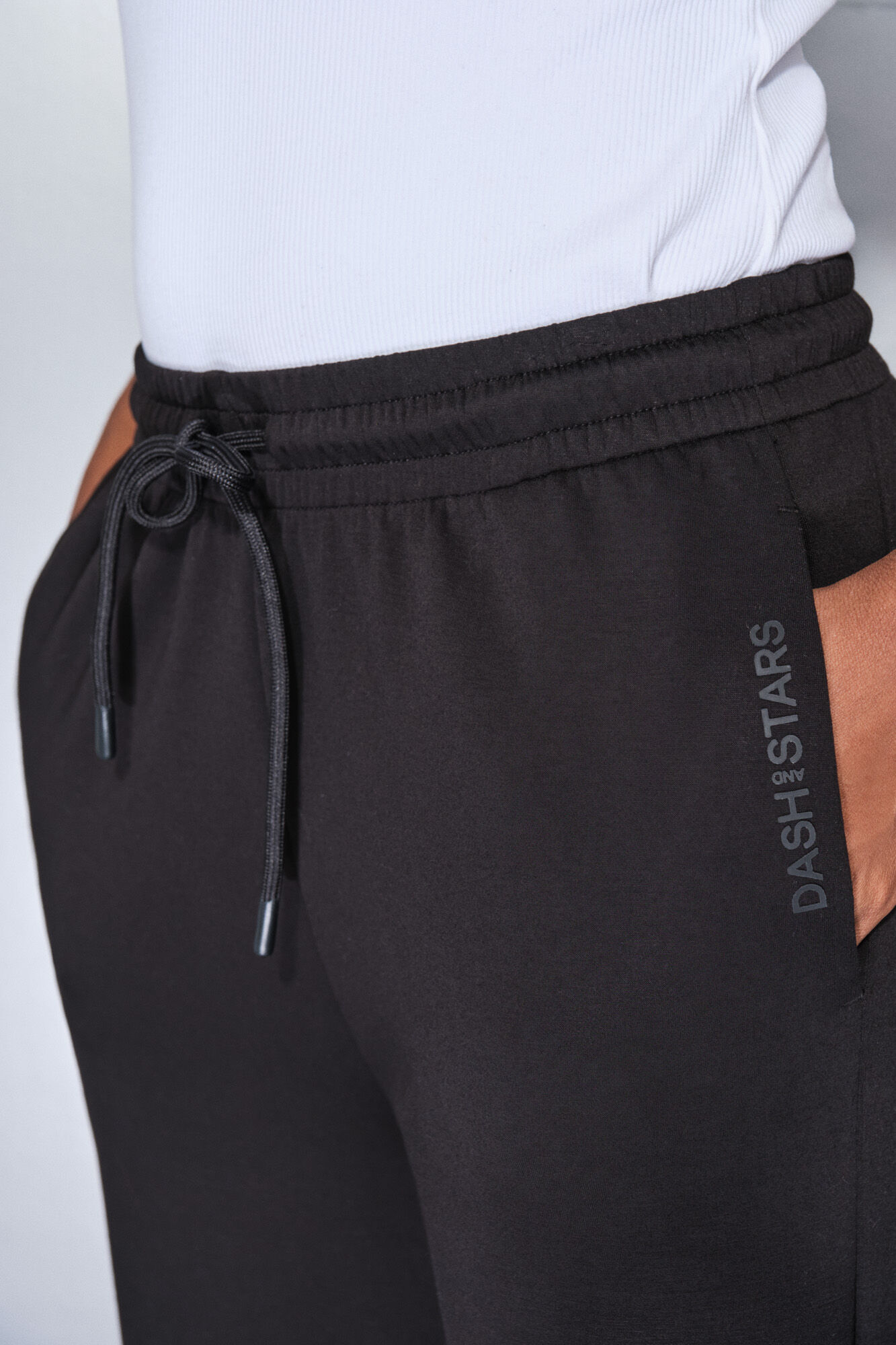 Dash and Stars Cal&ccedil;a compridas e largas e macias preto