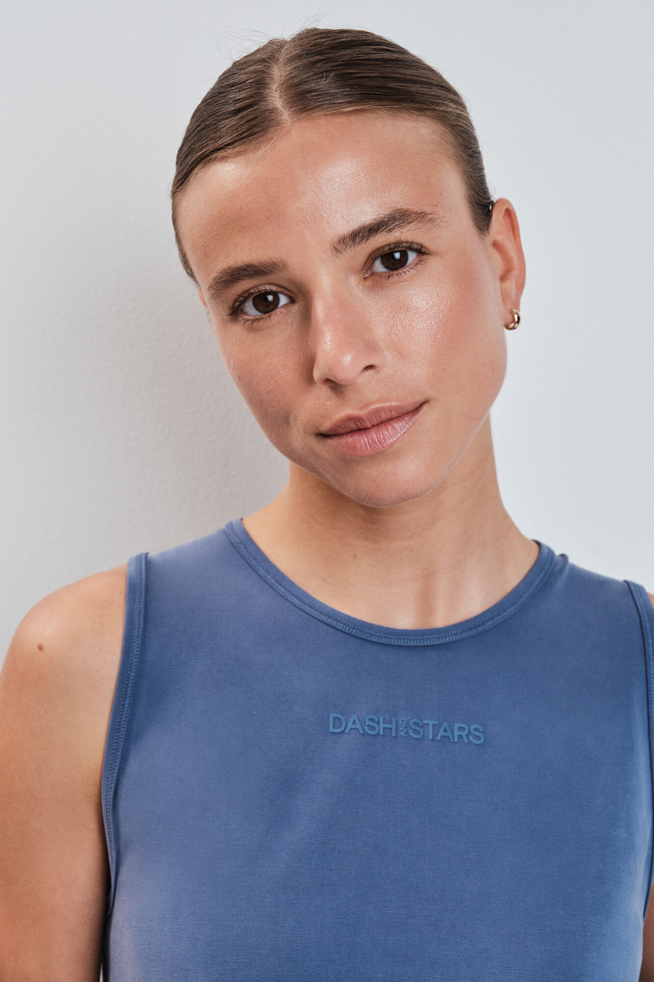 Dash and Stars T-shirt sem mangas soft touch azul