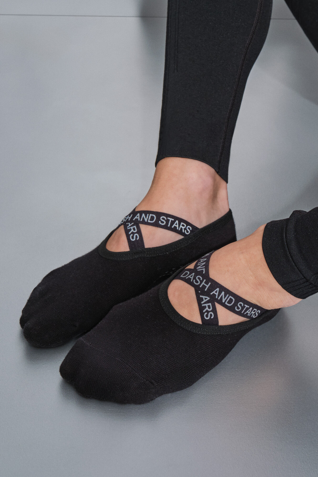 Dash and Stars  Meias de bal&eacute; de algod&atilde;o preto preto