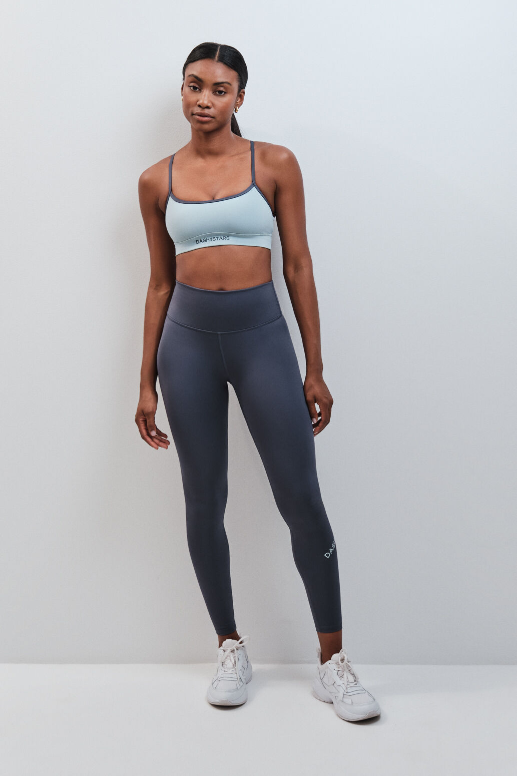 Dash and Stars Leggings compridos 4D STRETCH cinza cinzento