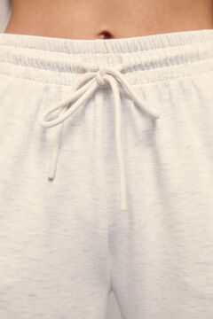Dash and Stars Calça larga reta cinza soft touch beige