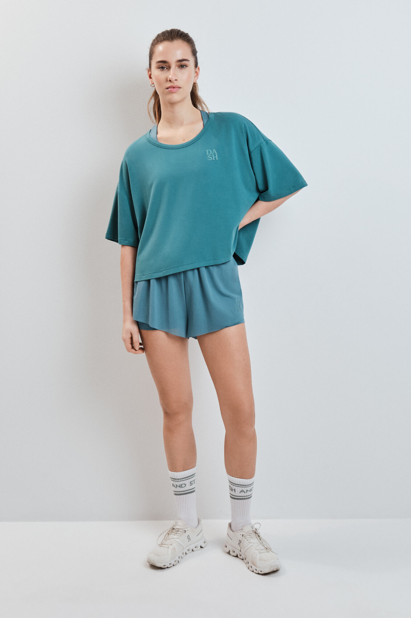 Dash and Stars T-shirt manga curta extrassuave verde verde