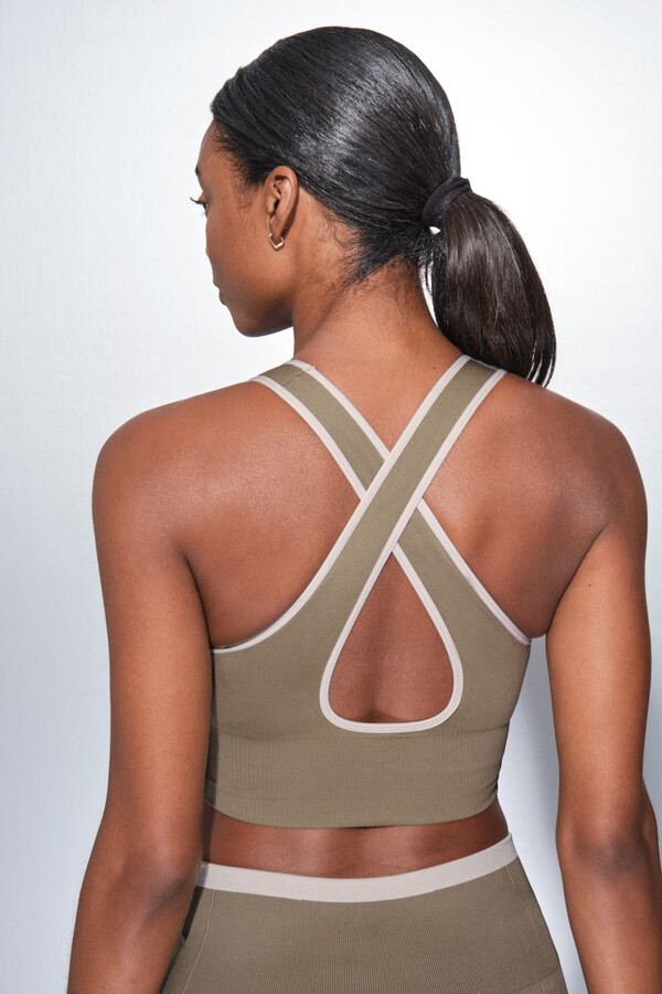 Dash and Stars Soutien desportivo cáqui CONFORTO SEM COSTURAS verde