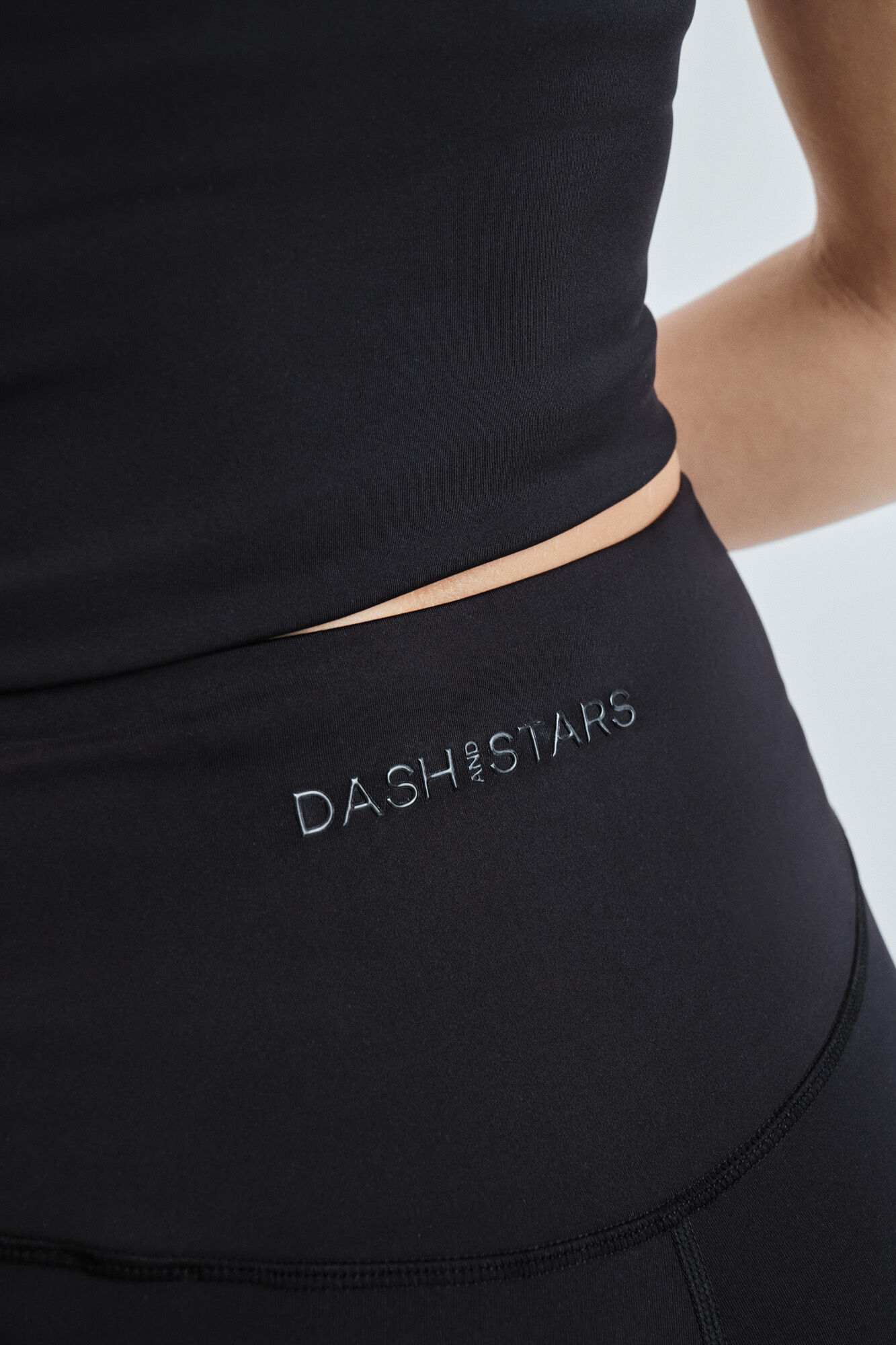 Dash and Stars Leggings 4D STRETCH curtos preto preto