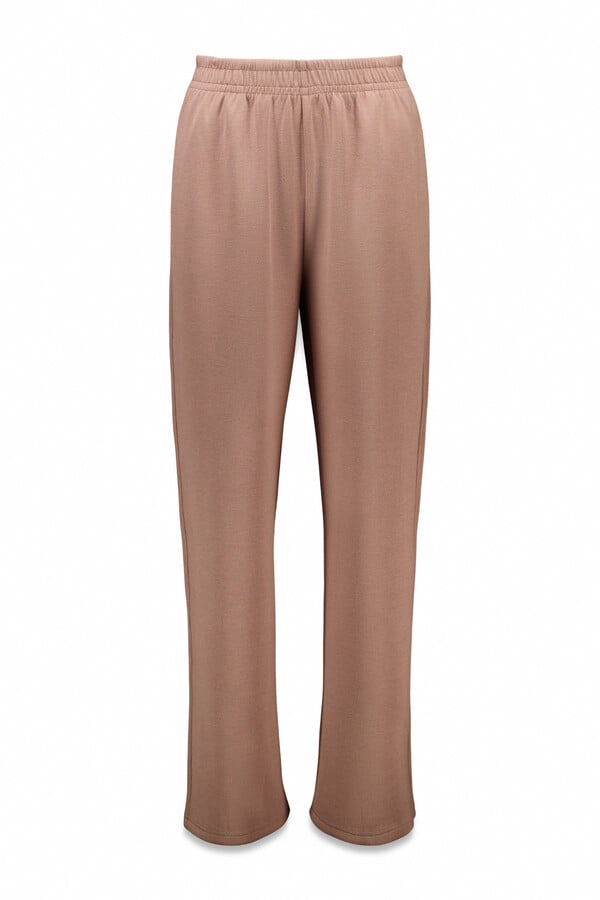 Dash and Stars Calça largas retas caneladas marrons cru