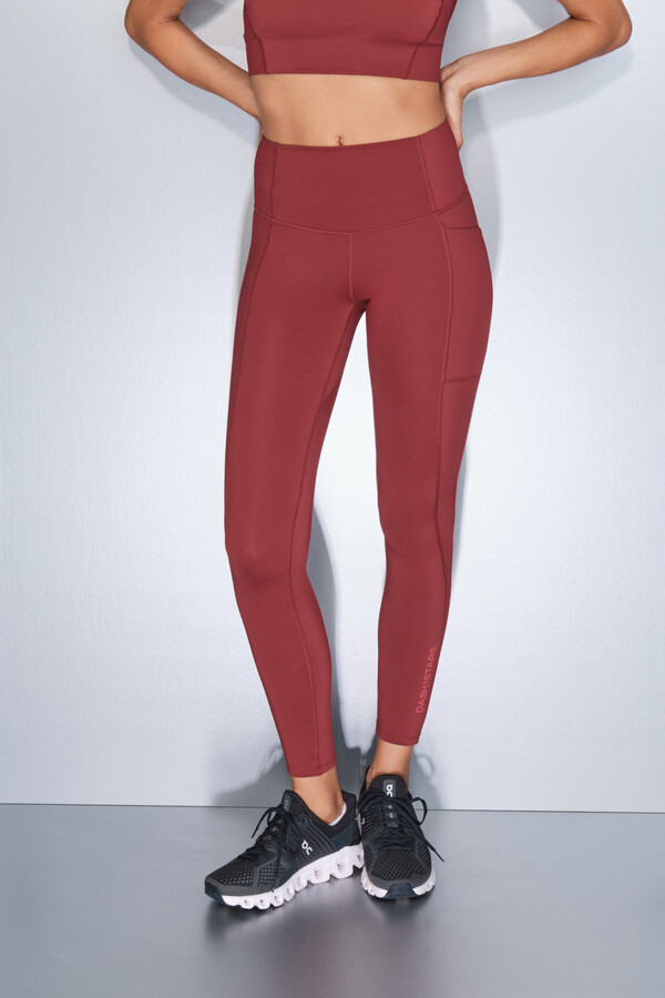 Dash and Stars Legging 4D STRETCH marrom escuro vermelho