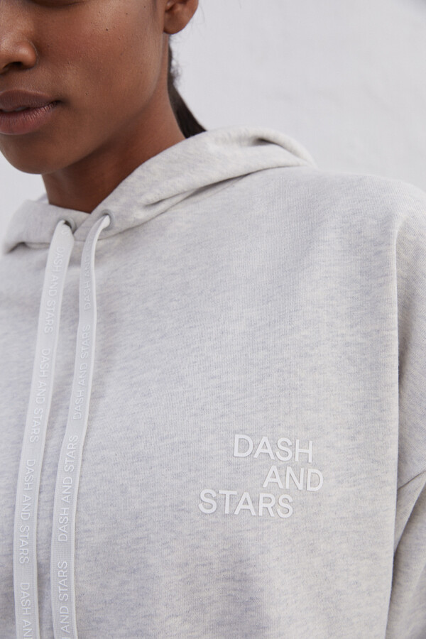 Dash and Stars Sweatshirt 100% algodão cinzenta cinzento