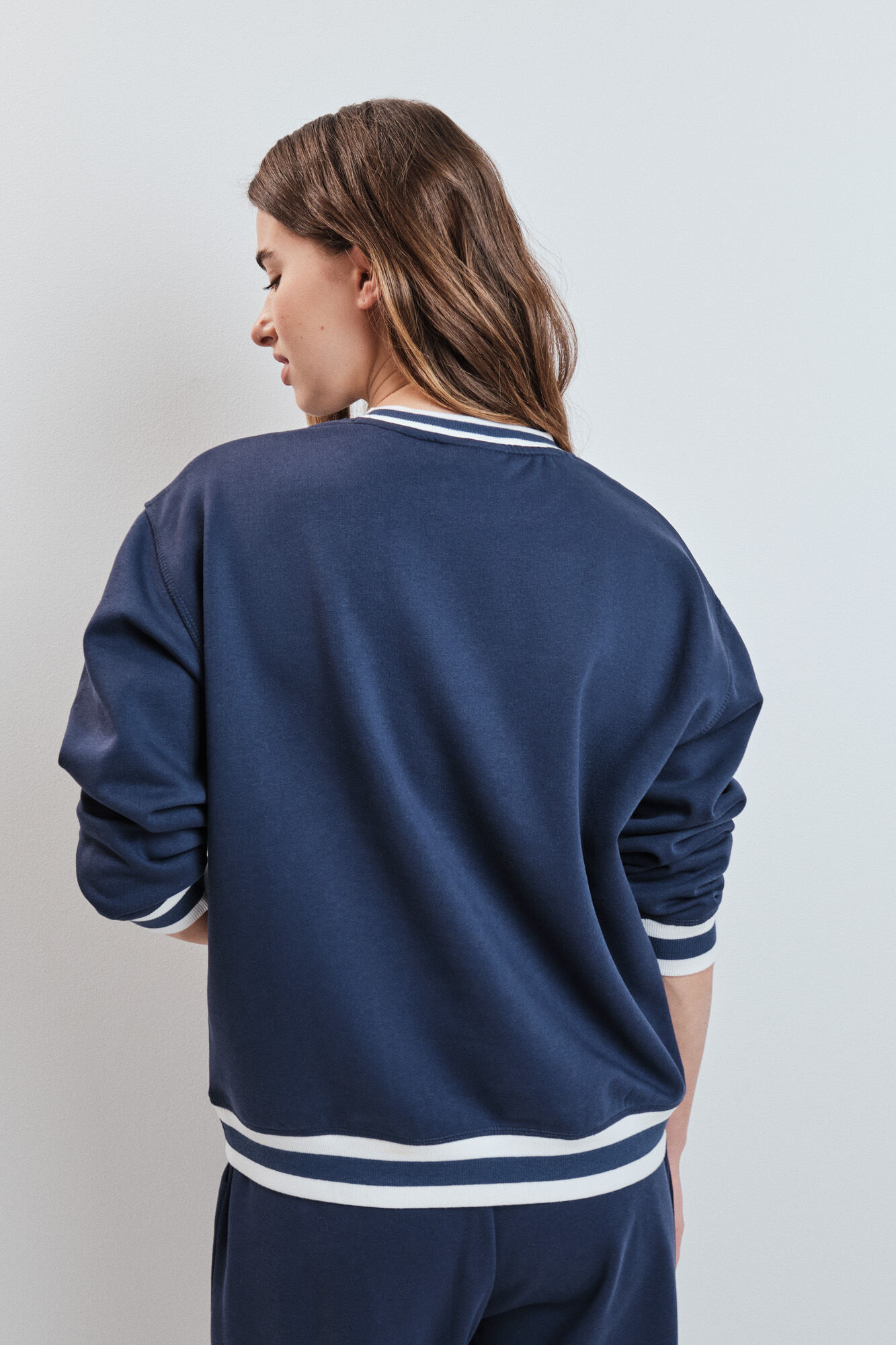 Dash and Stars Sweatshirt college em molet&atilde;o azul azul