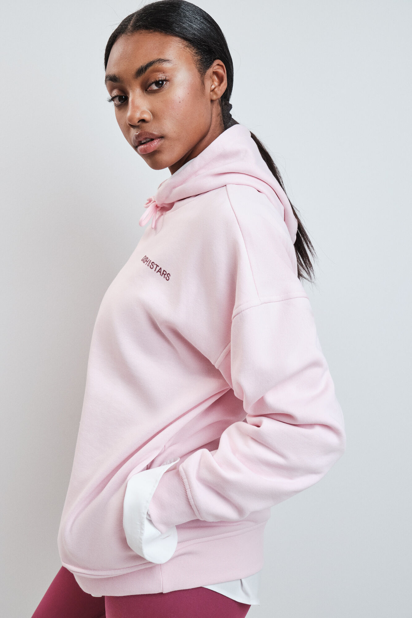 Dash and Stars Sweatshirt de molet&atilde;o de algod&atilde;o rosa rosa