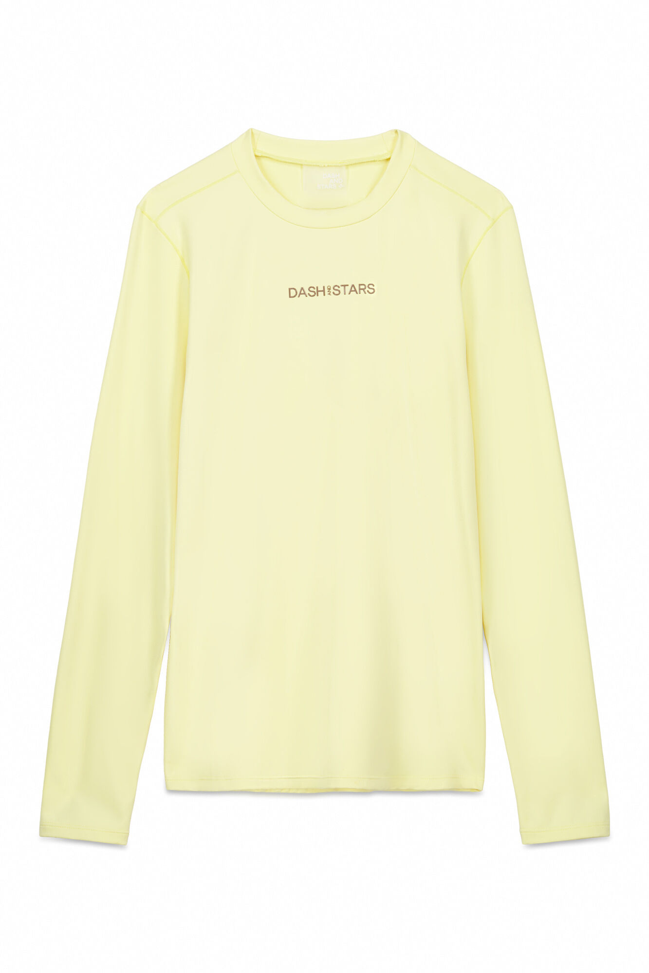 Dash and Stars T-shirt amarela de manga comprida impress&atilde;o