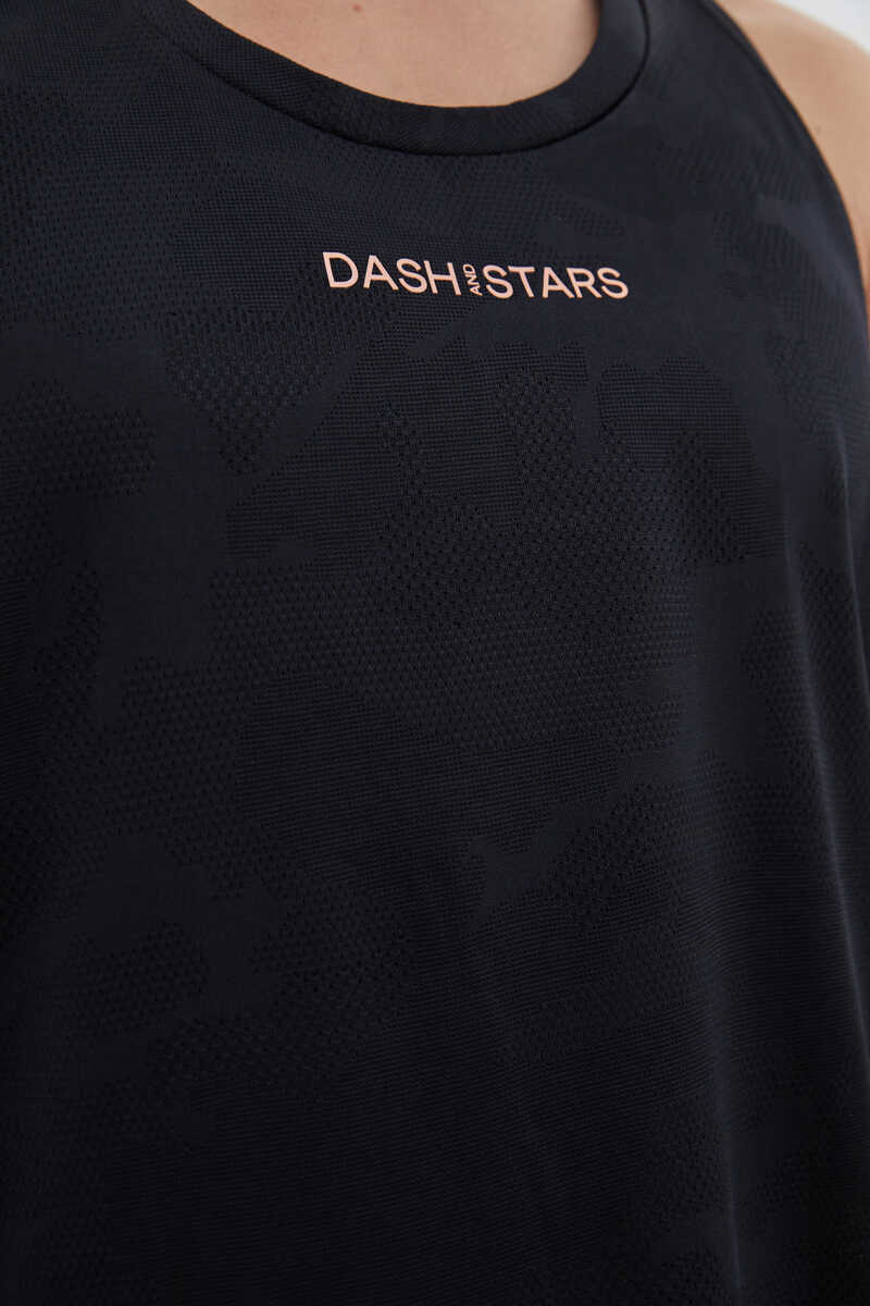 Dash and Stars T-shirt alças halter preta preto