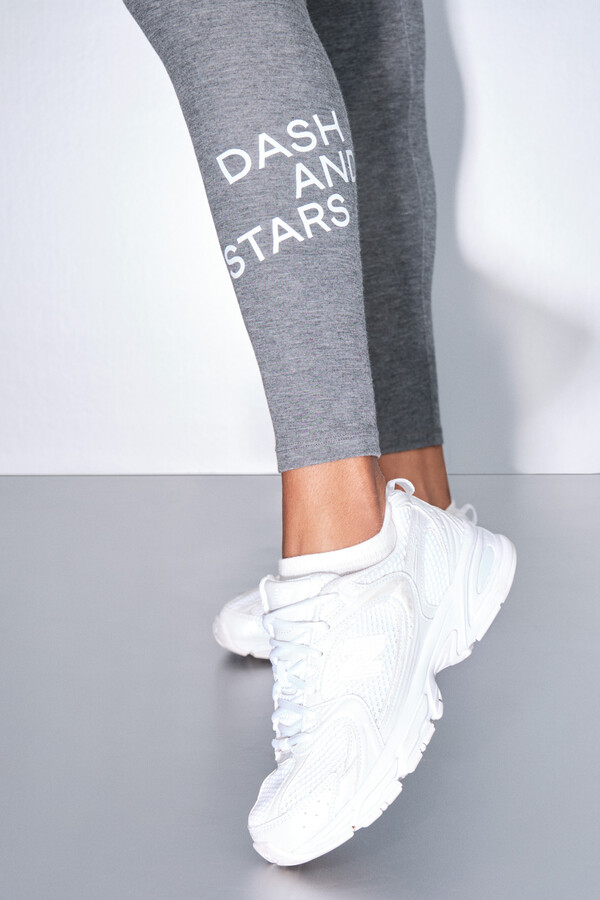 Dash and Stars Leggings longas cinzas cinzento