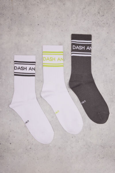 Dash and Stars Pack 3 meias algodão logo impressão